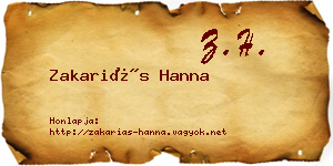 Zakariás Hanna névjegykártya